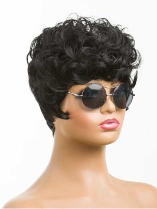 Short Curly Wigs for Black Women Synthetic Black Short Wigs